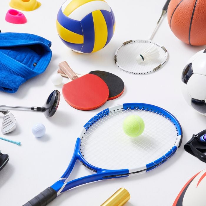 sporting equipment laid on ground