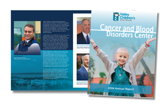 Cover of Valley Children's 2024 Cancer and Blood Disorders Center Annual Report