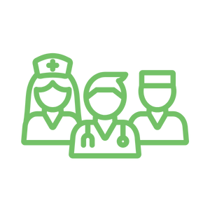 Line drawing of three nurses