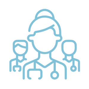 Line drawing of three healthcare providers