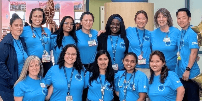Pediatric residents gather in Valley Children's Hospital's Guilds Hall of Fame